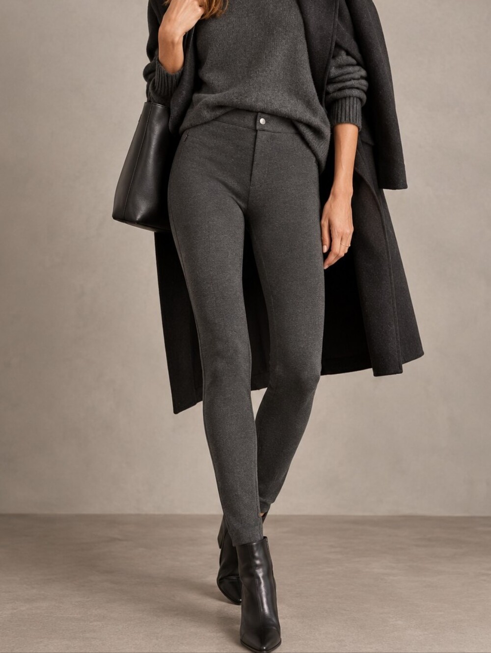NWT VINCE Slim Stretch Ponte Leggings Pants Charcoal Grey Gray Size 2